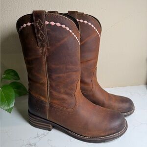 Ariat Brown and Pink Ankle Booties Western Style